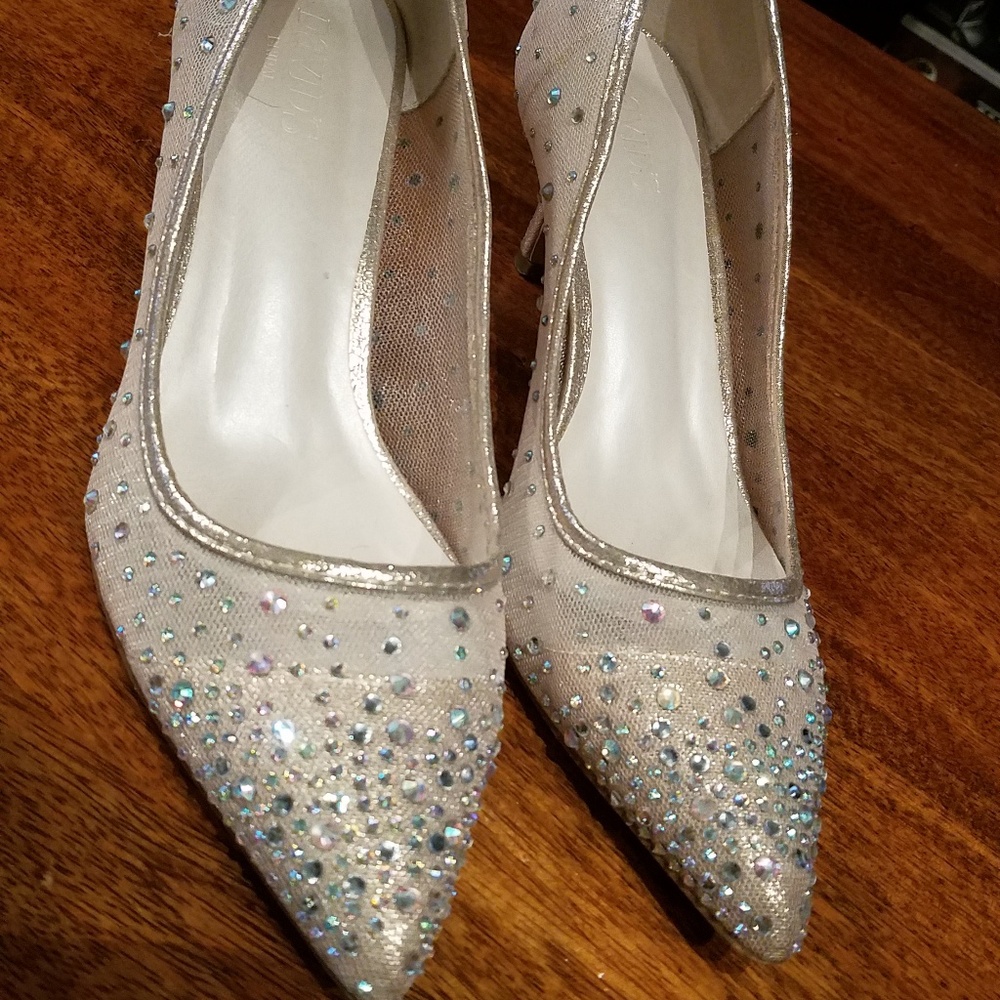 David's bridal crystal covered heels